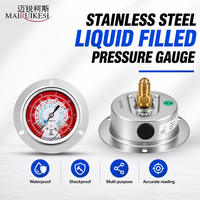 Liquid Filled Back Mount Pressure Gauge Flange Type Stainless Steel Housing Class 1.6 Precision Pressure Gauge