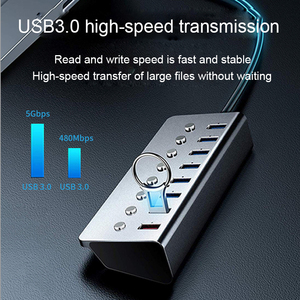 8 Ports USB 3.0 Splitter 7 Port <span class=keywords><strong>Ordinateur</strong></span> HUB USB Prolongée 1 Port Rapide <span class=keywords><strong>De</strong></span> Charge AdapterAluminum Alliage - Product Image 2