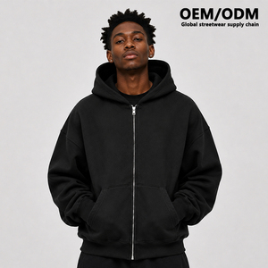 Felpa con Cappuccio <span class=keywords><strong>e</strong></span> Zip Oversize da Uomo, Produzione in Serie Fighting Ant, Marca Privata, Streetwear Personalizzato, Nero - Product Image 1