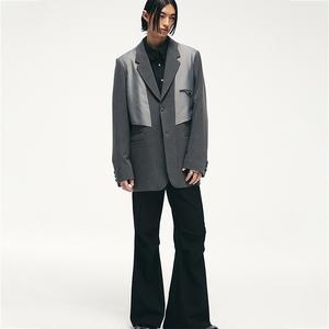 Giacca casual <span class=keywords><strong>oversize</strong></span> in lana patchwork personalizzata con basso moq per <span class=keywords><strong>uomo</strong></span> alla moda - Product Image 4