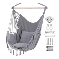 Hamac d'extérieur pour enfants, lit-balançoire avec deux coussins doux en toile de coton macramé, balançoire de patio, siège suspendu