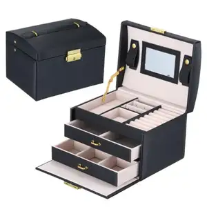 패션 Luxury PULeather mirror Jewelry Box 골동품 Style Wholesale 링 상자 보석 Storage Box