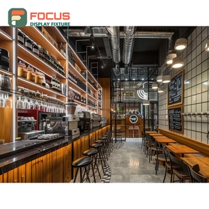 Mostrador de Servicio de Café Contemporáneo con Estante para Condimentos y Panel Blanco para Caja Registradora - Product Image 1