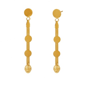 Boucles d'oreilles pendantes à pampilles en acier inoxydable plaqué or 18 carats avec tête de lion, style vintage, pour femme, bijoux de fête tendance - Product Image 2