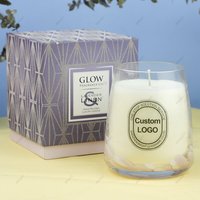 Échantillons gratuits Bougies parfumées de luxe Parfum d'intérieur Pots de bougies en verre imprimé léopard Coffret cadeau Bougie d'aromathérapie