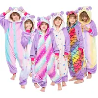 Children's Unicorn and Panda Animal Print Flannel Pajamas