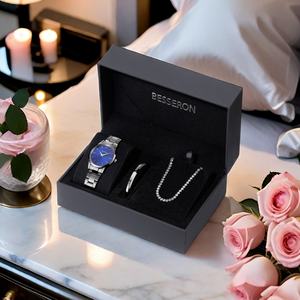 Besseron - Juego de Reloj y Pulsera de Lujo para Mujer, 3 Piezas, Acero Inoxidable, Regalo para Mujer - Product Image 1