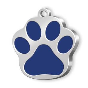 Placa de Identificación para Mascotas, Diseño de Pata Grande, Metálica Azul, Tamaño Grande para Perros - Product Image 1