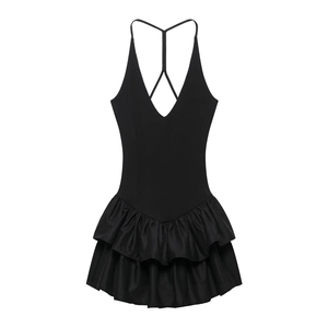 Mini abiti di bellezza senza tempo arruffati con Strap incrociato da donna eleganti e Sexy estivi - Product Image 3