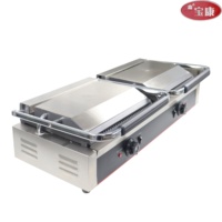 Peralatan Dapur Makanan Cepat Saji Grosir, Pemanggang Daging Sapi Listrik, Meja Panggang Burger, Griddle Listrik 220V, Pelat Ganda Kontak
