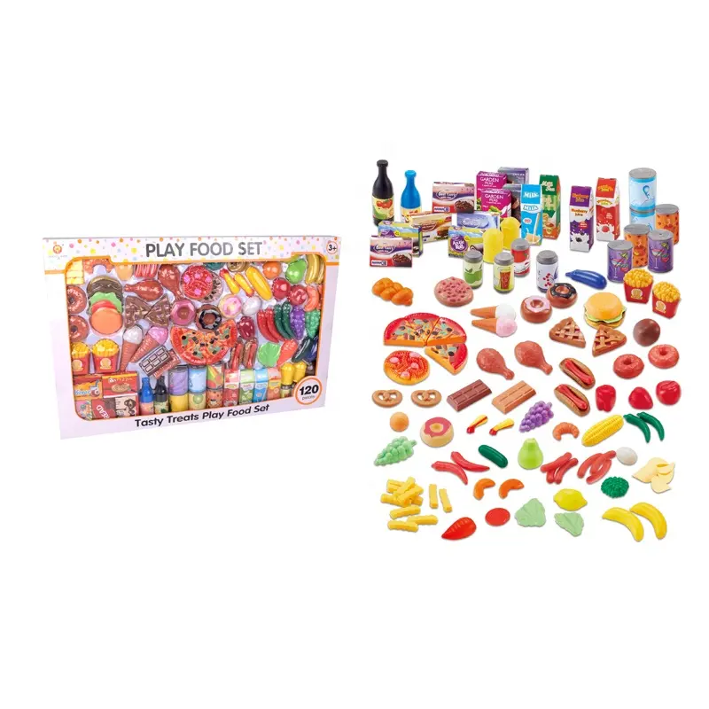 120pcs kids girl play foods set frutta e pizza snack picnic finta play kit play house toy kitchen set per bambini gioco di ruolo