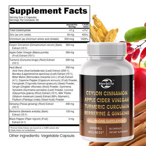 Private Label Oem Kruidensupplement Ceylon Kaneelcapsules Met Kurkuma Appelazijn Berine Alles In Één Supplementen - Product Image 2