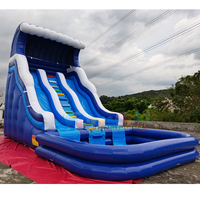 Structure de jeu gonflable pour enfants, toboggan aquatique en PVC à double piste, thème vague, avec dauphins, pour usage domestique ou scolaire
