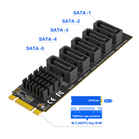 Tarjeta de Expansión M.2 B-Key a 5 Puertos SATA3.0, Convertidor de Llave B+M, 2.5 Pulgadas SSD HDD JM575 para Controlador PCB