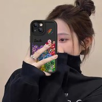 Coque de téléphone personnalisable en TPU antichoc et étanche, style Ins, pour 13 14 15 16 17 Pro Max, motif floral coloré, vente en gros