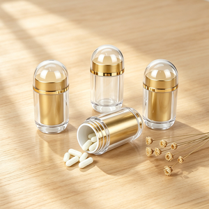 Acrylic Pill Bottle Round Supplement <b>Container</b> with Gold Stamp Screw Cap Transparent Storage Jar for <b>Travel</b> - Product Image 1