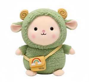 Peluche Sunshine Kids 31cm-50cm, pecora verde con borsa arcobaleno per bambini dai 2 ai 4 anni - Product Image 1