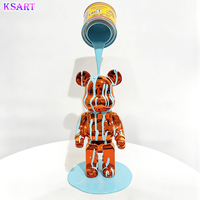 Sculpture d'ours fluide en résine électroplaquée, magnifique ours en résine multicolore de style dessin animé, artisanat en résine pour décoration de salon, cadeau