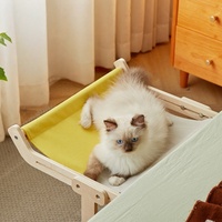 Lit et hamac pour chat en bois à carreaux respirant, à suspendre, pour le bord du lit, le rebord de la fenêtre, le balcon, utilisation intérieure/extérieure