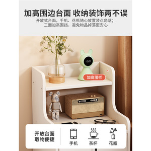 Mesita de noche moderna minimalista de madera con cerradura y cajones de almacenamiento para dormitorio, uso infantil - Product Image 5