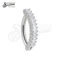 SUPERSTAR ASTM F136 Titan Prong-Setting Klarer Baguette-CZ Breiter Gebogener Design Bauchnabelpiercing Schmuck