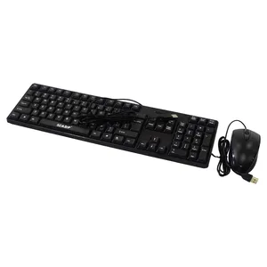 Juego de ratón y teclado negros con cable USB Interfaz USB con tecla flotante Suave y conveniente