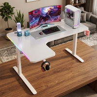 Bureau de jeu d'angle en fibre de carbone RGB 1600*1000mm, bureau d'ordinateur de jeu en forme de L pour le commerce transfrontalier