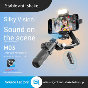 M03 Gimbal Stabilizer Profesional Anti-Goyang <span class=keywords><strong>3</strong></span>-Axis dengan Pelacakan Wajah AI, Mikrofon Nirkabel, dan Lampu Pengisi Cahaya, Baru untuk Penggunaan di Meja - Product Image 4