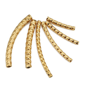 Stainless Steel Gold-Plated Textured Curved Tube Beads | <b>Spacer</b> Beads for Jewelry Making | DIY Bracelet & Necklace Accessories - Product Image 3