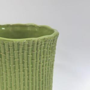 Pots à fleurs en céramique verte à texture tissée, élégants et modernes, pour la décoration intérieure et extérieure, jardin, maison, hôtel - Product Image 6