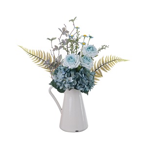 ช่อดอกไม้ประดิษฐ์ CallaFloral กุหลาบสีน้ำเงิน ไฮเดรนเยีย เฟิร์น ตะกร้าหวาย ตกแต่งบ้าน งานแต่งงาน CF02156 - Product Image 5