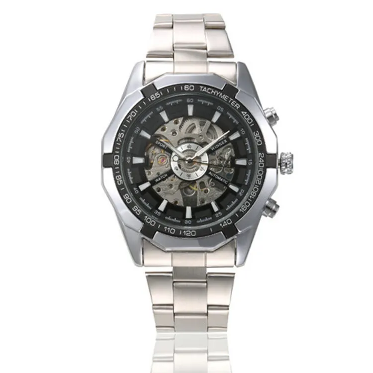 Vincitore 340 orologi da polso da uomo meccanici automatici di lusso in argento dorato orologi Casual per uomo Online