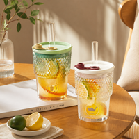 Gobelets en verre sodalime transparent de style américain, 14 oz et 21 oz, avec couvercles hermétiques et pailles, pour bière glacée, café, thé, eau