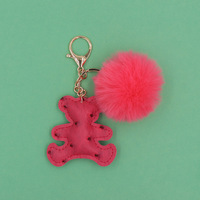 Porte-clés en cuir créatif en forme d'ours en peluche, pendentif pour sac, pour gravure au laser, porte-clés en cuir PU créatif