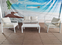 Prix bon marché de haute qualité 4 pcs terrasse meubles de jardin fronde siège en maille ensemble de canapé en aluminium
