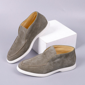 Mocassins élégants pour hommes en <span class=keywords><strong>daim</strong></span> gris, chaussures décontractées confortables pour l'été, l'automne/l'hiver, semelle blanche, mocassins de bureau - Product Image 6
