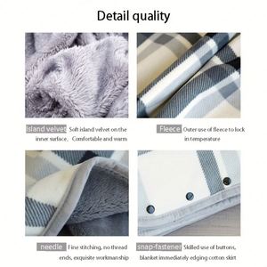 Plaid en flanelle chaud et doux à porter, idéal pour le canapé, l'hiver, le bureau, les voyages, le camping – Couverture épaisse et décontractée pour la sieste - Product Image 3