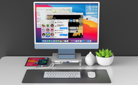 Soporte de Monitor de Aluminio con Base USB-C, Hub USB 3.0, Carcasa para SSD M.2 NVME NGFF y SATA de 2.5'', Lector de Tarjetas SD para iMac y Macbook