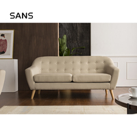 OEM Modern Country Style Liege sofa Leinenstoff getuftet mit Holzbeinen Knöpfe Quadratische Form 1 2 3-Sitzer für Wohnzimmer