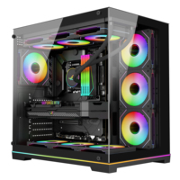 Boîtier PC ATX Mid Tower en verre panoramique, châssis d'ordinateur de jeu RGB, compatible avec le refroidissement par eau de 360 mm, pour les constructeurs de systèmes
