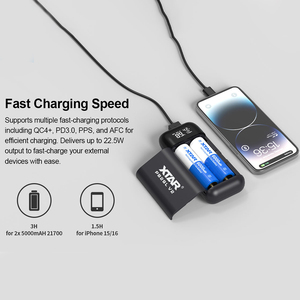 XTAR 오리지널 OEM 로고 PB2L V2 휴대용 DIY 용량 조절 가능 TYPE-C QC3.0 18650 21700 배터리 충전기 및 보조배터리 (18650 배터리용) - Product Image 2