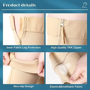 Prix d'usine – Nouvelles basseurs de contention en nylon tricoté 20-30 mmHg pour varices, avec fermeture éclair, hauteur cuisse, et bande de silicone pour femmes - Product Image 3