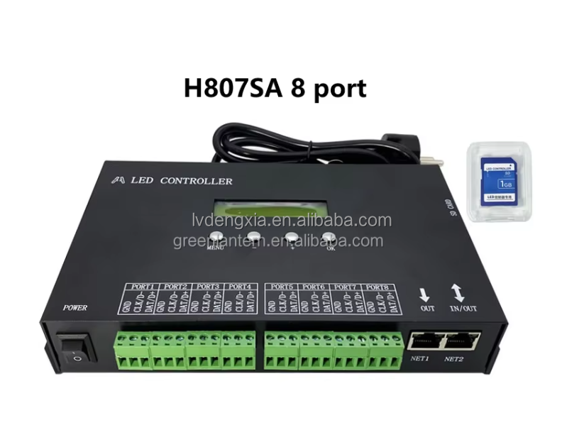 H807SA DMX512 LED Controller 8 Channel Artnet DMX to SPI RGB IC Pixel ...