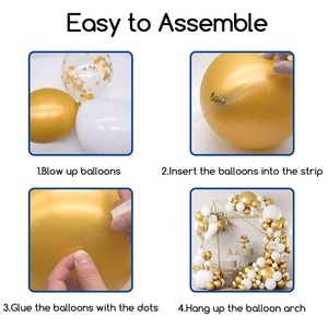 Kit Decorazione <span class=keywords><strong>per</strong></span> Festa di Anniversario di Matrimonio, Palloncini Cromati Oro Opaco e Bianco con Ghirlanda di Palloncini Dorati con <span class=keywords><strong>Coriandoli</strong></span> - Product Image 3