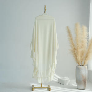 复古2层雪纺马克西长Khimar高级穆斯林女性伊斯兰服装加尺寸盖头斋月祈祷Khimar - Product Image 3