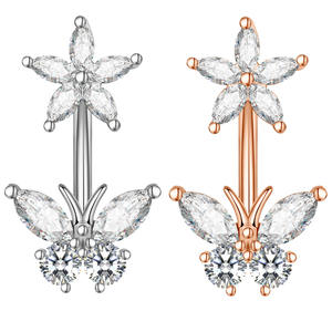 Set 10 316L acciaio farfalla fiore <span class=keywords><strong>serpente</strong></span> ciondolo ventre anelli zircone <span class=keywords><strong>ombelico</strong></span> corpo <span class=keywords><strong>Piercing</strong></span> gioielli in acciaio inox - Product Image 4