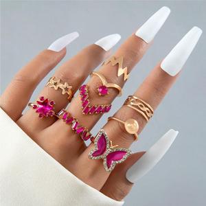 Nuova estate dolce lega di diamanti decorazioni stella anello farfalla anelli d'oro Set per le donne gioielli di moda - Product Image 5