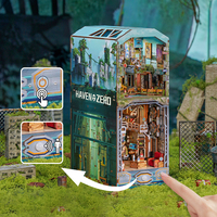 Kit de bricolage en bois éco-responsable For Haven Zero, puzzle 3D, mini-maison de bibliothèque découpée au laser, pour serre-livres, à partir de 14 ans