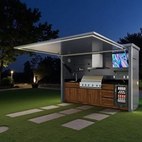Abri fermé avec unités de cuisine modulaires et armoires de cuisine extérieures pour barbecue