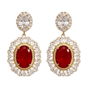 Orecchini a perno floreali vintage da donna, eleganti orecchini con pietre colorate, gioielli classici per matrimoni e feste - Product Image 1